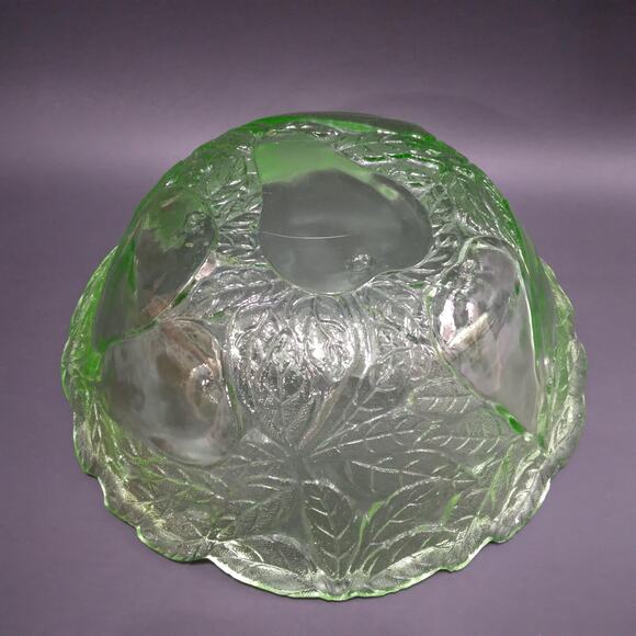 Rare Uranium Glass 9.25" Deep Bowl Vtg Indiana Glass No 601 Avocado Sweet Pear - Picture 7 of 10